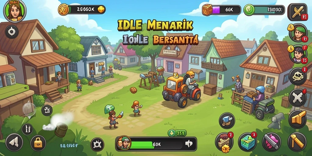 Tampilan gameplay 66K menampilkan momen santai dan menghibur.