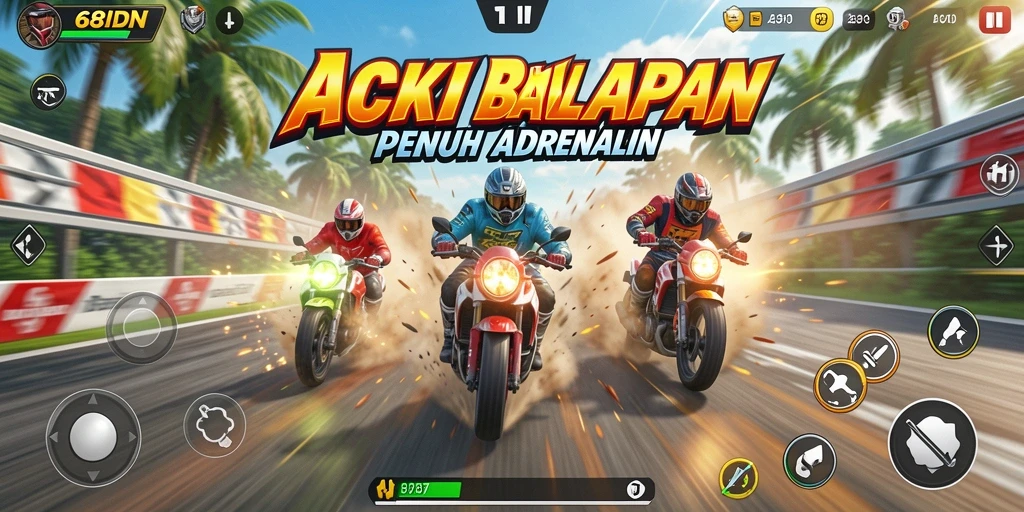 Screenshot gameplay 68IDN menampilkan balapan mendebarkan di lintasan.