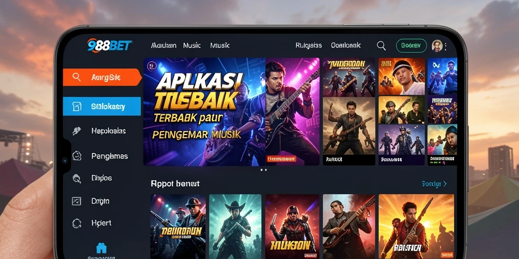 Screenshot utama dari gameplay 988BET yang menampilkan beragam lagu.