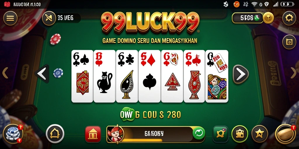 Screenshot gameplay Domino di dalam 99LUCK99 yang menampilkan keseruan permainan.