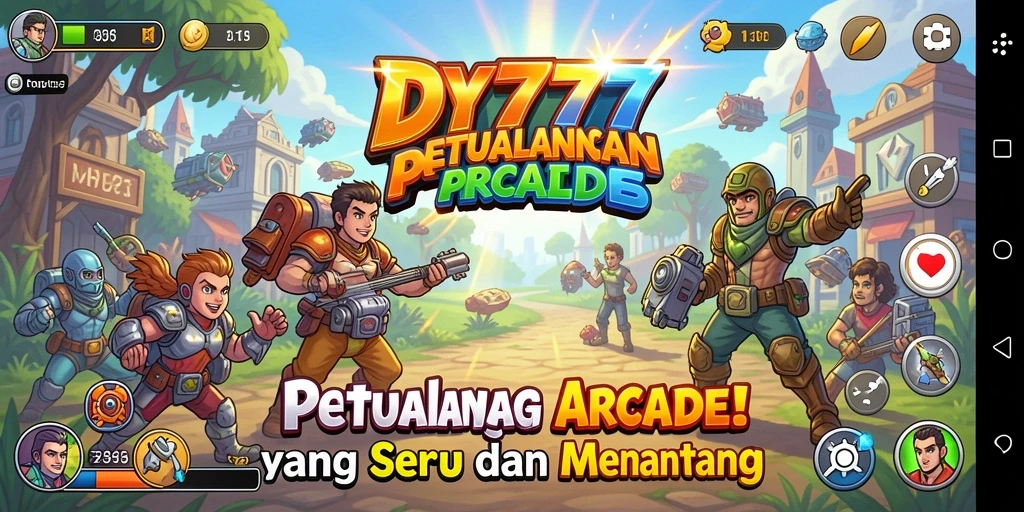 Tangkapan layar utama DY777 menunjukkan aksi gameplay Arcade yang menggembirakan.