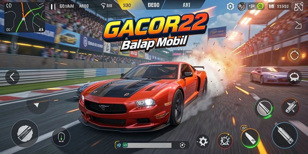 Screenshot GACOR22 menampilkan aksi balap yang intens di trek yang menarik.