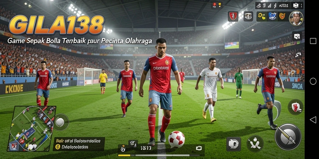 Tangkapan layar permainan GILA138 yang menampilkan aksi seru di lapangan sepak bola.