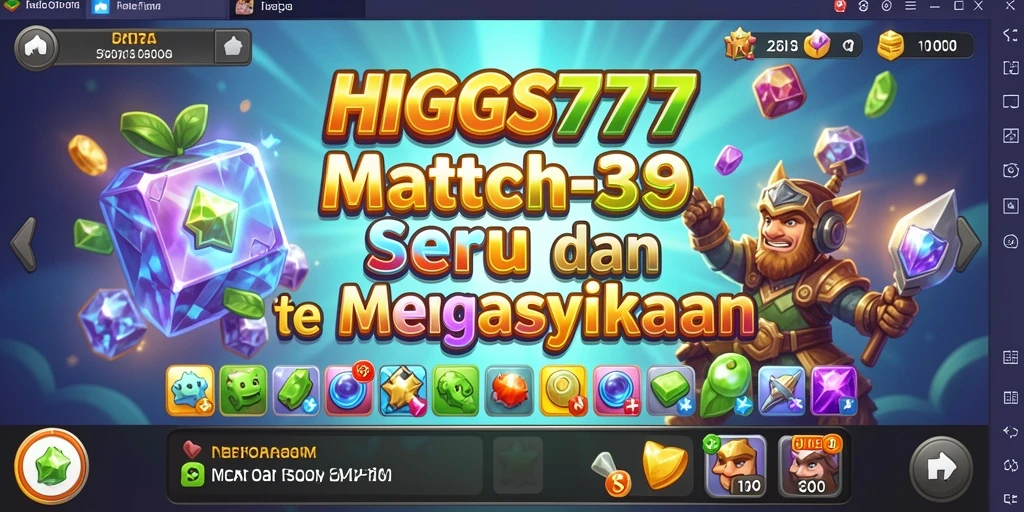 Tangkapan layar gameplay HIGGS777 menampilkan aksi mencocokkan item.