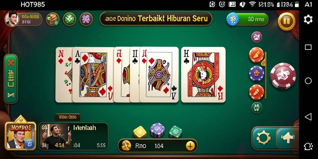 Tangkapan layar HOT985 yang menunjukkan aksi permainan domino yang mendebarkan.
