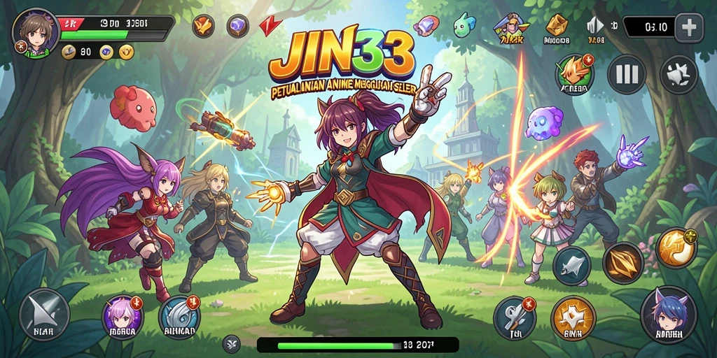 Tampilan gameplay JIN33 yang menakjubkan dengan karakter Anime.