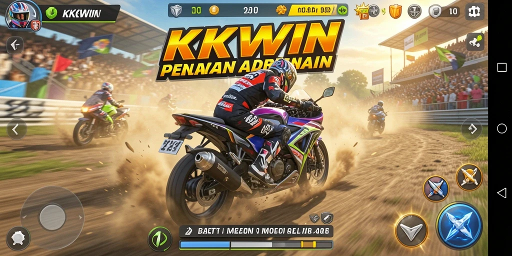 Gameplay seru KKWIN dalam balapan motor.