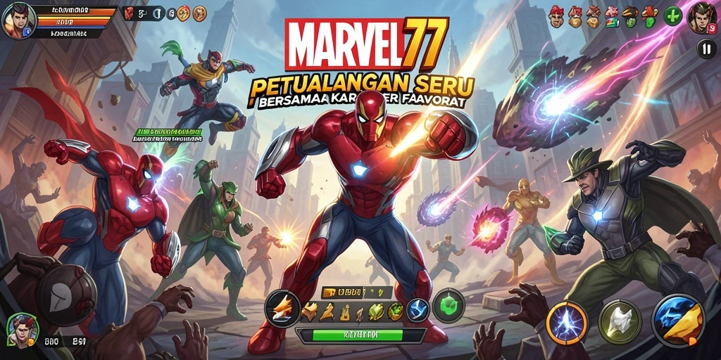 Tangkapan layar menunjukkan karakter dalam petualangan seru di MARVEL77.