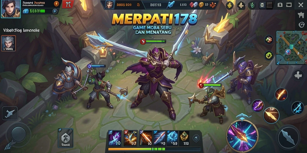 Screenshot utama MERPATI178 menampilkan aksi seru dalam pertempuran MOBA.