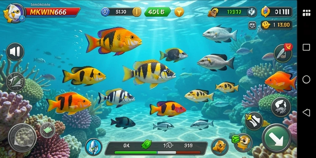 Tampilan gameplay MKWIN666 yang seru dan menarik saat menembak ikan.