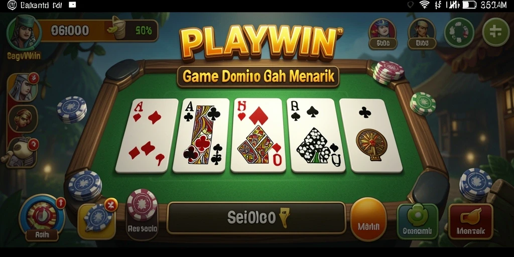 Screenshot utama PLAYWIN menunjukkan pengalaman bermain Domino yang mengasyikkan.