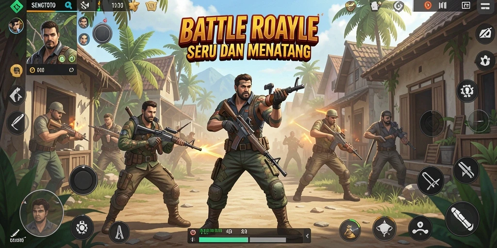 Screenshot SENGTOTO menampilkan intensitas gameplay Battle Royale yang mendebarkan.